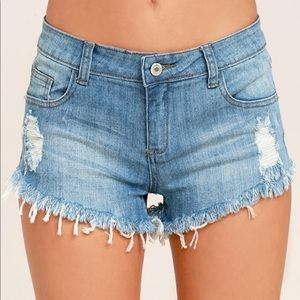 Lulus Light Wash Distressed Denim Shorts